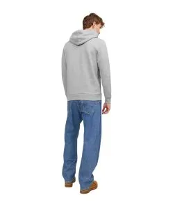 Jack & Jones Logo Sweatshirt mit Kapuze in Light Grey