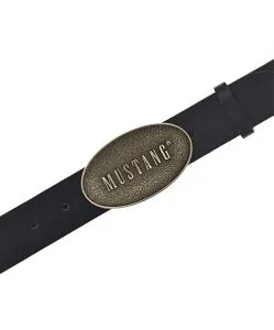 Mustang Gürtel in Schwarz mit Koppelschließe in mattem Gold