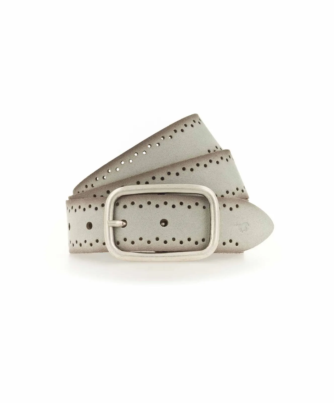 Damen Gürtel 35 mm Veloursgürtel mit Lochperforation von Mustang in Light Grey