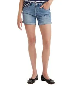 Levis 501 Shorts in blau mit Umschlag 