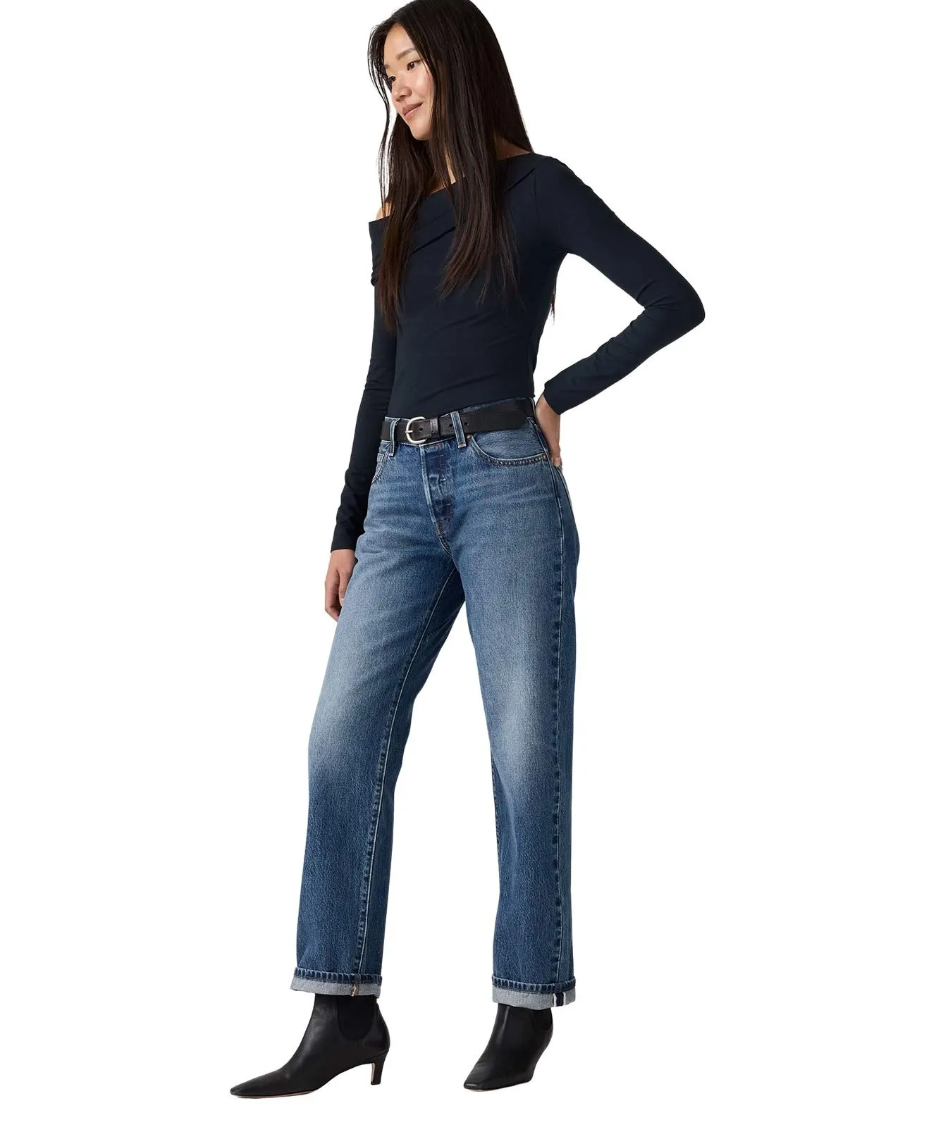Damen Jeans 501 90s von Levis in Work Yourself Selvedge
