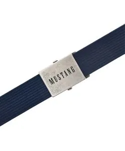Mustang Stoffgürtel in Blau mit Schließe in Altsilber