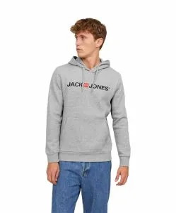 Jack & Jones Logo Sweatshirt mit Kapuze in Light Grey