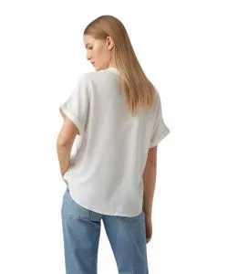 Vero Moda Blusenshirt Beauty mit Splitneck in Weiß