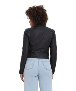 Vero Moda Bikerjacke Khloefavo in schwarzer Lederoptik