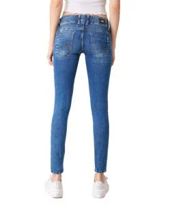 LTB Julita X - Hautenge Jeans in mittelblauer Used Look