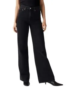 Levi's Ribcage Jeans mit weitem Bein in Schwarz
