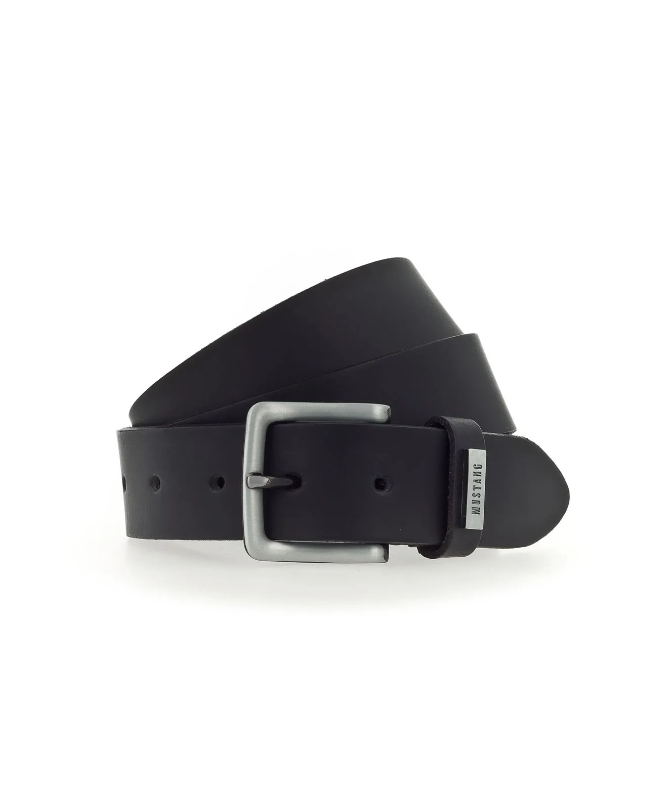 Herren Gürtel 35 mm Ledergürtel mit Schließe von Mustang in Black