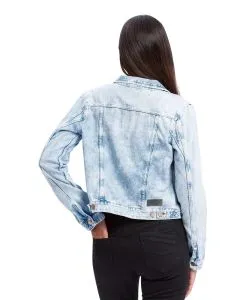 Cross Damen Jeansjacke in hellblauer Used-Denim Optik 
