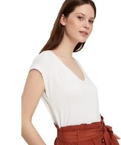 Pieces Damen T-Shirt Kamala mit tiefem V-Ausschnitt 