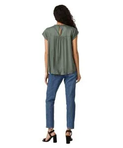 Vero Moda Blusenshirt Debbie in Grün mit kurzen Ärmeln