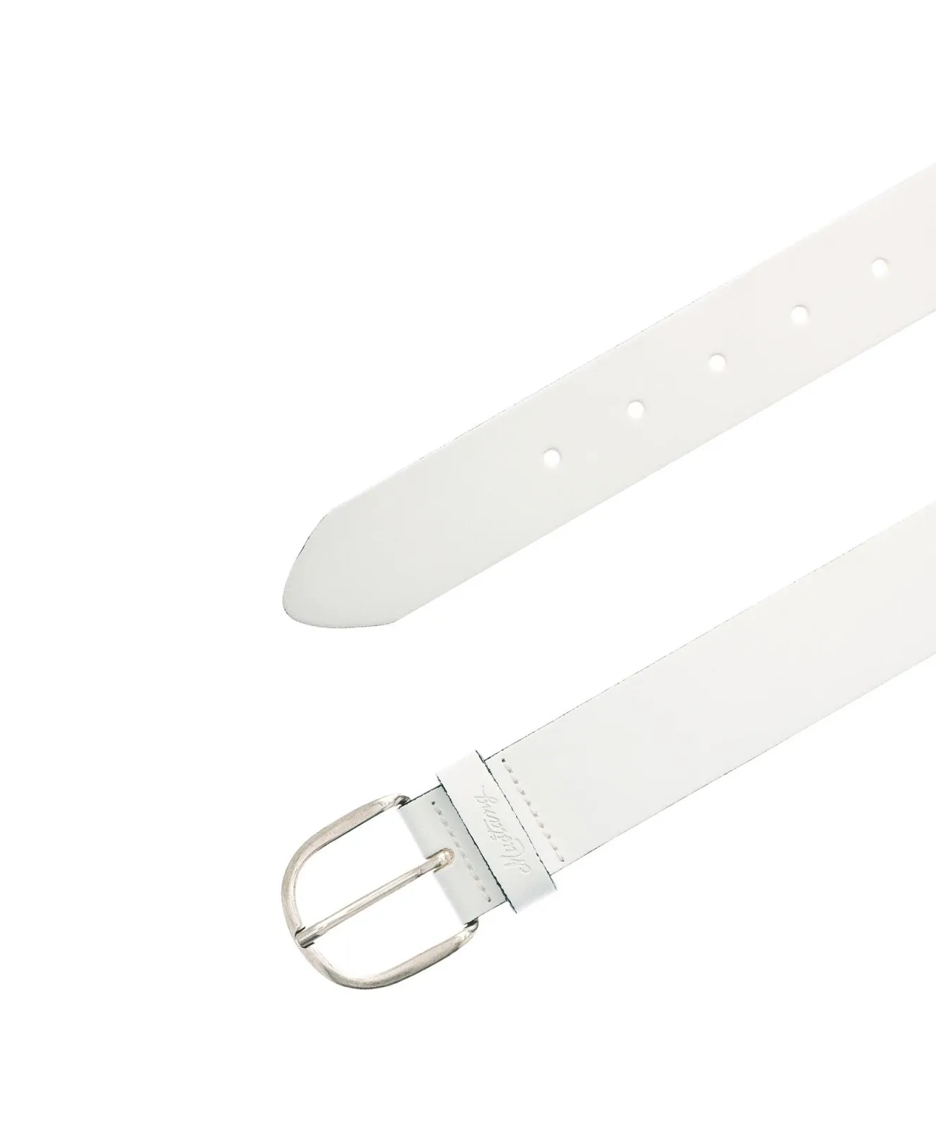 Damen Gürtel 35 mm Ledergürtel mit geprägtem Logo von Mustang in Weiß