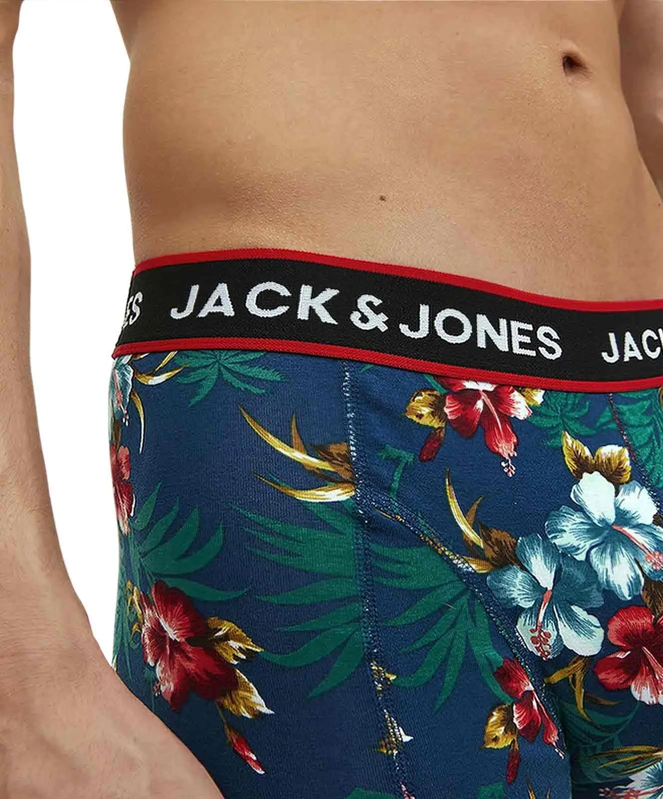 Herren Unterwäsche Flower von Jack & Jones in Black Bardaboes cherry - Maritime blue