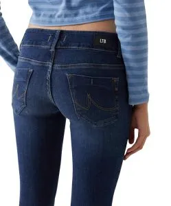 LTB Jeans Molly - dunkle Slim Jeans mit breitem 2-Knopf Bund