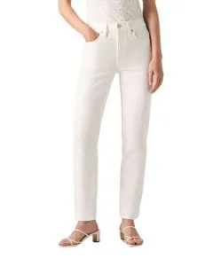 Levis 724 High Rise Jeans aus Creme Denim