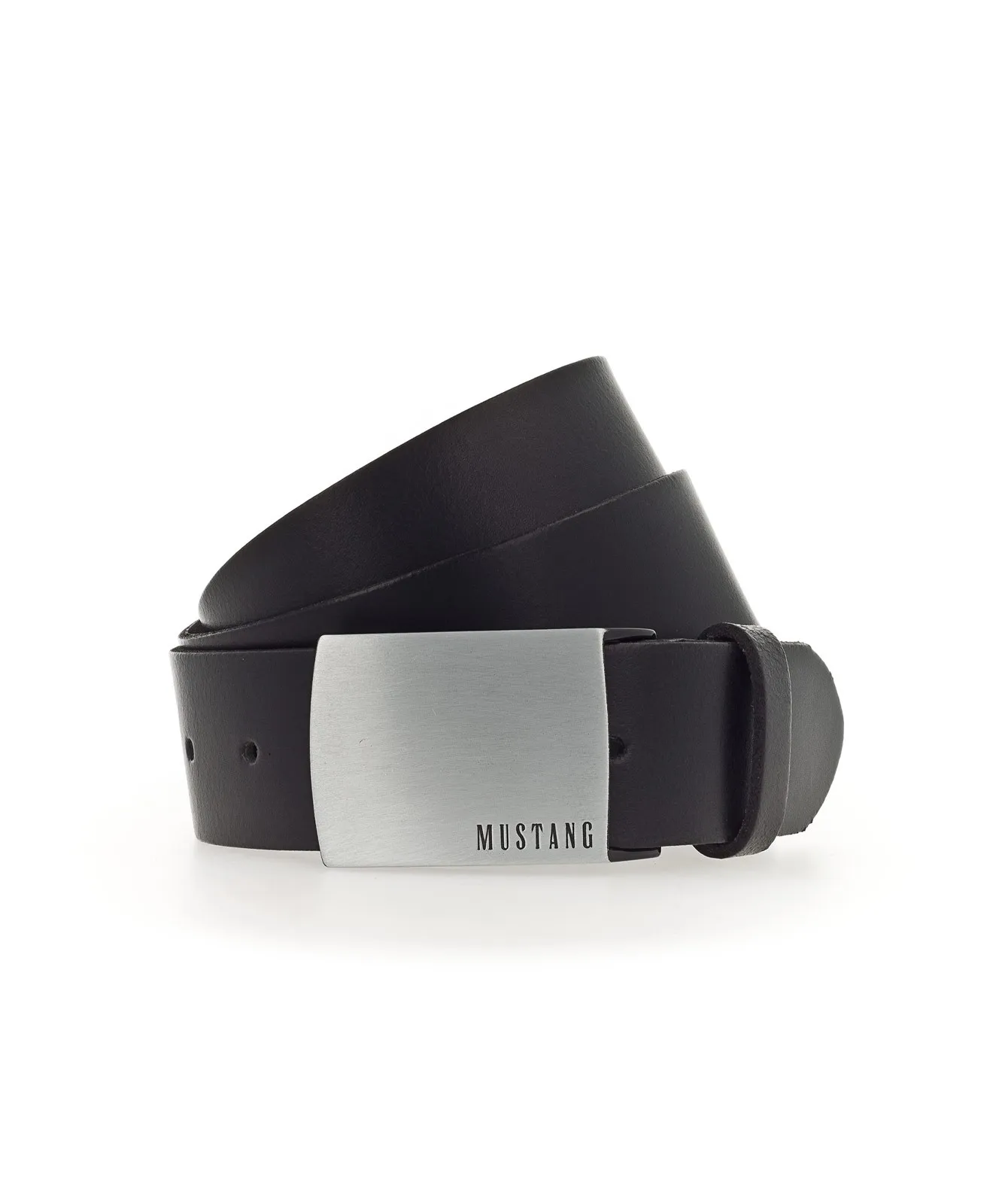 Herren Gürtel 40 mm Ledergürtel mit Schließe von Mustang in Schwarz