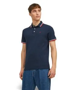 Jack & Jones Poloshirt Epaulos in blau mit Stickerei