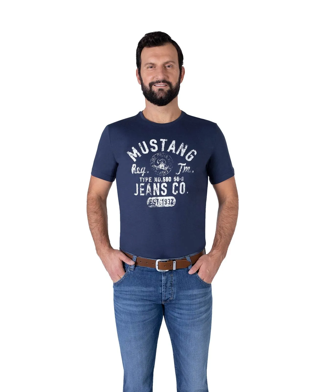 Herren Gürtel Echtleder-Herrengürtel in 35 mm von Mustang in Baileys