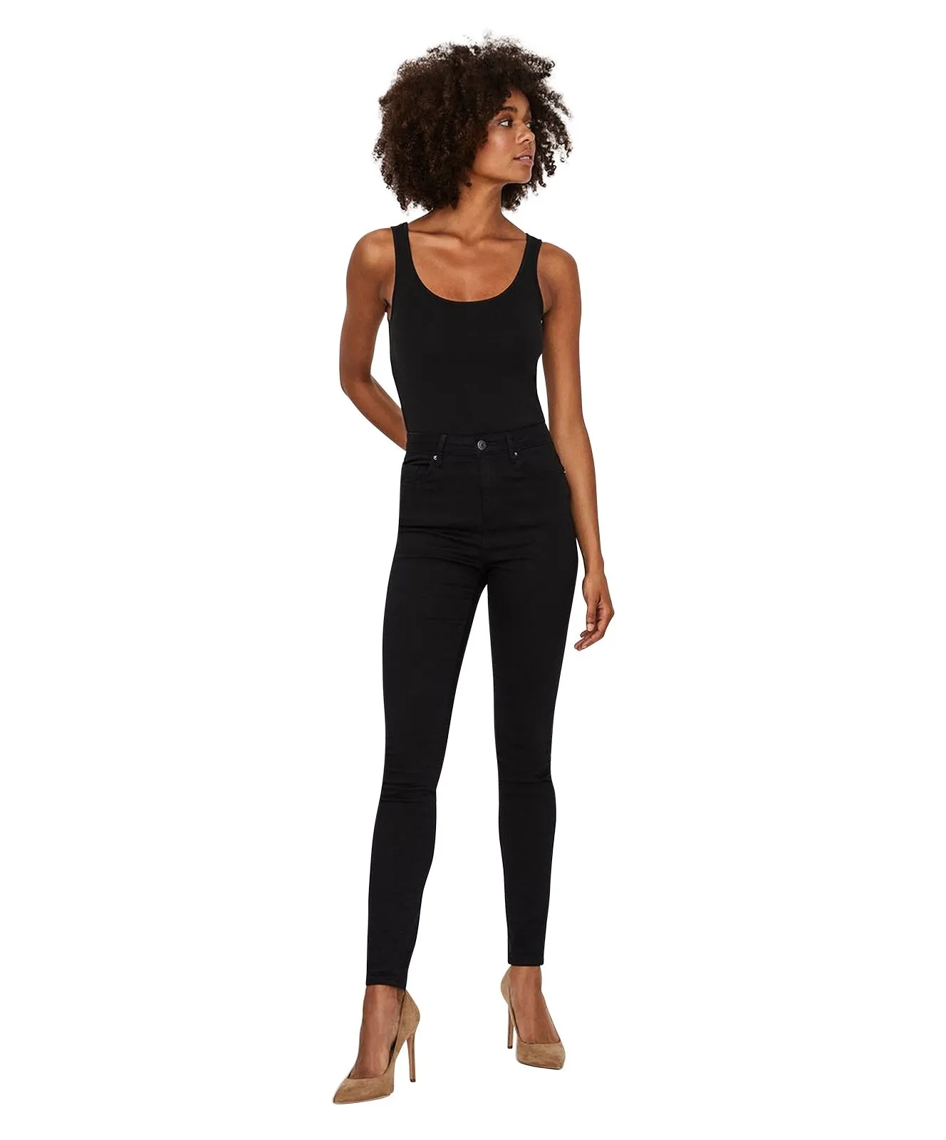 Damen Shirt Maxi Long Tank Top von Vero Moda in Black