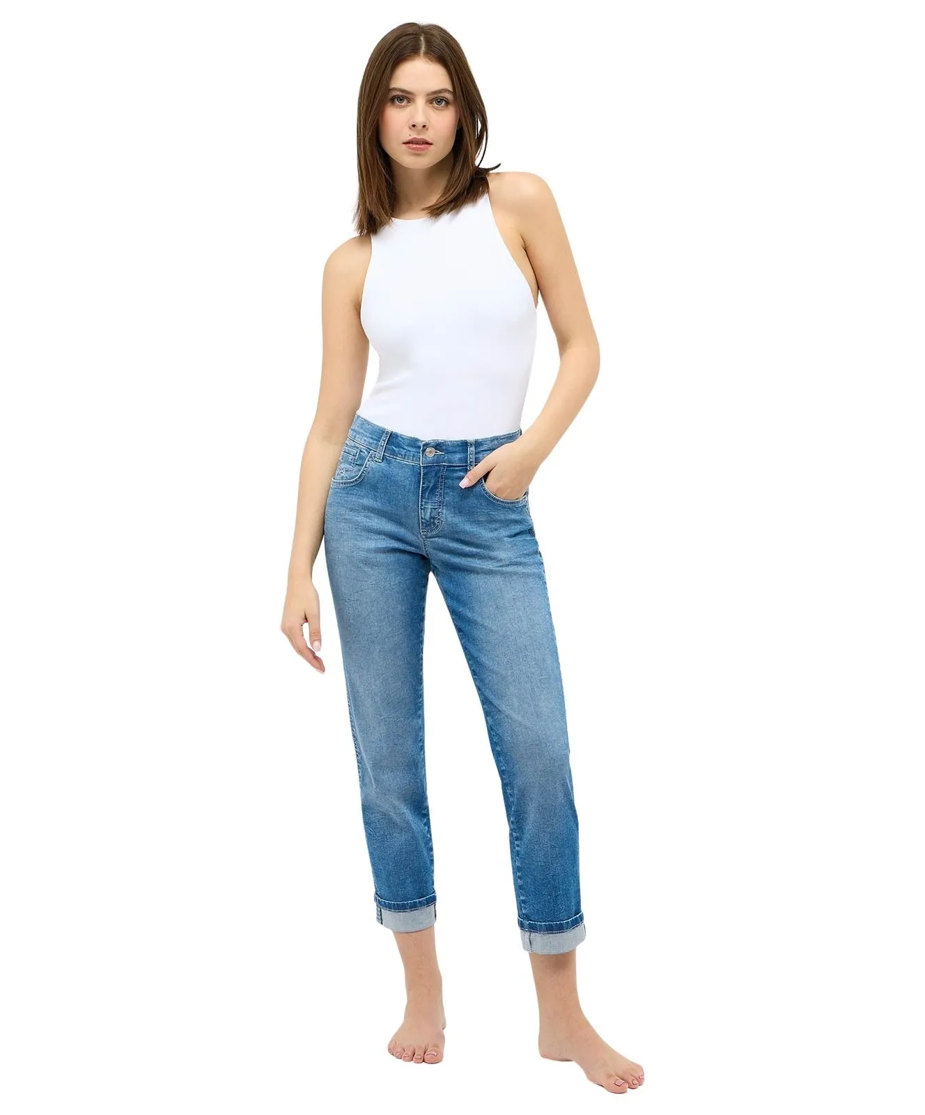 Damen Jeans Darleen Crop Tu Ribbon von Angels in Light Blue Random Used