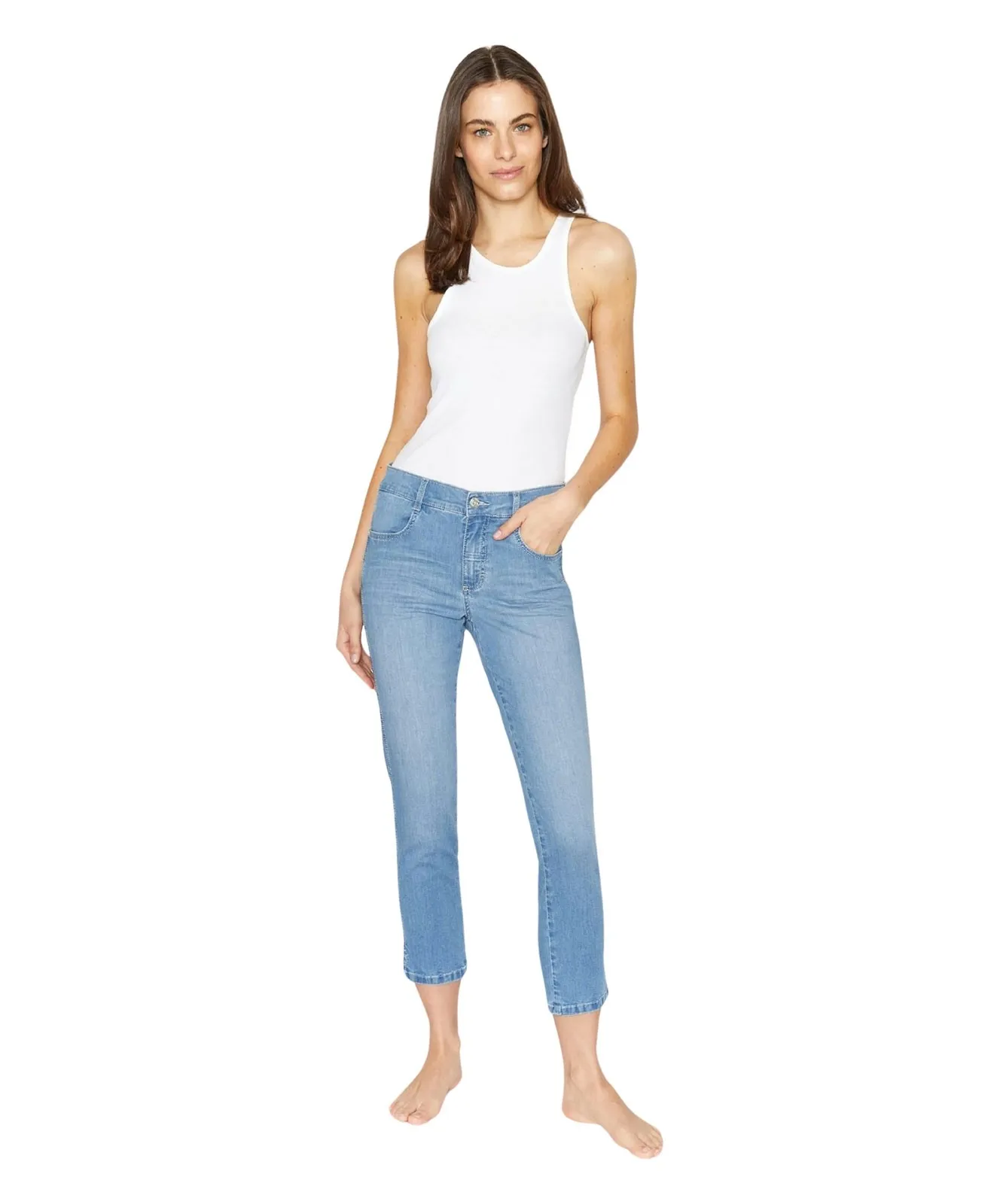 Damen Jeans Cici Crop von Angels in Light Blue Used